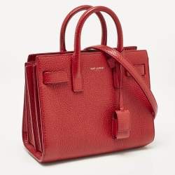 Pre Owned Saint Laurent Red Leather Nano Classic Sac De Jour Tote