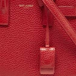 Pre Owned Saint Laurent Red Leather Nano Classic Sac De Jour Tote