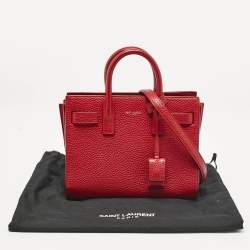 Pre Owned Saint Laurent Red Leather Nano Classic Sac De Jour Tote