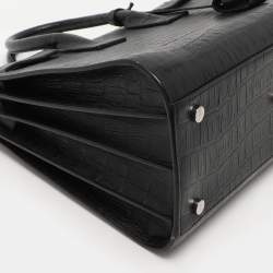 Saint Laurent Black Croc Embossed Leather Small Classic Sac De Jour Tote