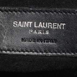 Saint Laurent Black Croc Embossed Leather Small Classic Sac De Jour Tote