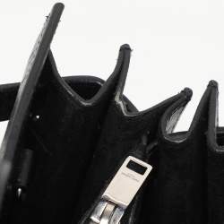 Saint Laurent Black Croc Embossed Leather Small Classic Sac De Jour Tote