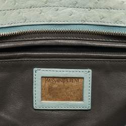 Yves Saint Laurent Light Green Ostrich Leather Small Ligne Y Cabas Chyc Tote