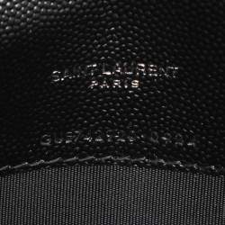 Saint Laurent Black Cassandre Matelassé Leather Wallet On Chain