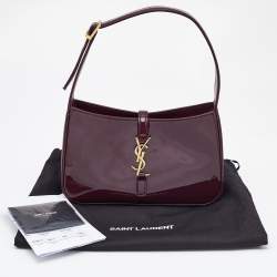 مملوكة مسبقًا Saint Laurent Burgundy Patent Leather LE 5 À 7 Shoulder Bag