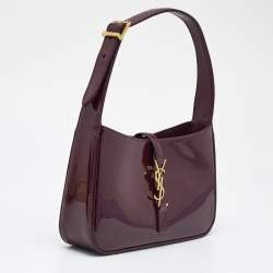 مملوكة مسبقًا Saint Laurent Burgundy Patent Leather LE 5 À 7 Shoulder Bag