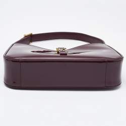 مملوكة مسبقًا Saint Laurent Burgundy Patent Leather LE 5 À 7 Shoulder Bag