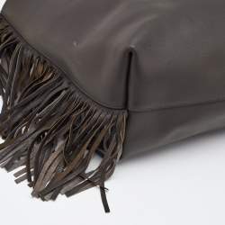 Saint Laurent Grey Leather Fringe E/W Shopping Tote