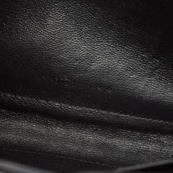 Pre Owned Saint Laurent Black Matelassé Leather Monogram Wallet on Chain