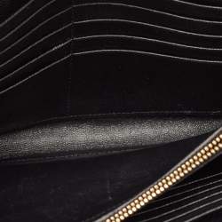 Pre Owned Saint Laurent Black Matelassé Leather Monogram Wallet on Chain