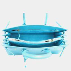 Pre Owned Saint Laurent Aqua Blue Leather Small Sac De Jour Bag