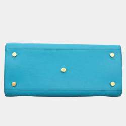 Pre Owned Saint Laurent Aqua Blue Leather Small Sac De Jour Bag