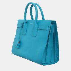 Pre Owned Saint Laurent Aqua Blue Leather Small Sac De Jour Bag