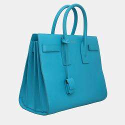 Pre Owned Saint Laurent Aqua Blue Leather Small Sac De Jour Bag