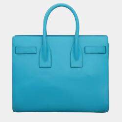 Pre Owned Saint Laurent Aqua Blue Leather Small Sac De Jour Bag