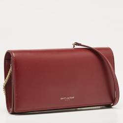 Saint Laurent Red Leather Marquage Flap Wallet On Chain