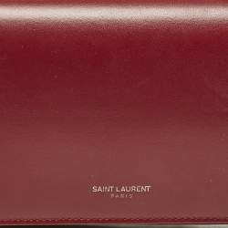 Saint Laurent Red Leather Marquage Flap Wallet On Chain