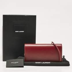 Saint Laurent Red Leather Marquage Flap Wallet On Chain