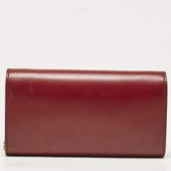 Saint Laurent Red Leather Marquage Flap Wallet On Chain