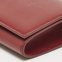 Saint Laurent Red Leather Marquage Flap Wallet On Chain