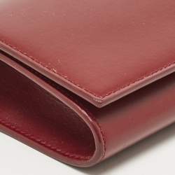 Saint Laurent Red Leather Marquage Flap Wallet On Chain