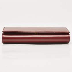Saint Laurent Red Leather Marquage Flap Wallet On Chain