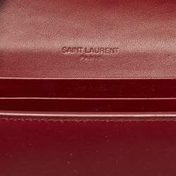 Saint Laurent Red Leather Marquage Flap Wallet On Chain