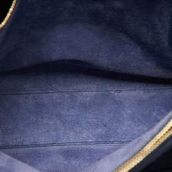 Saint Laurent Navy Blue Leather Small Classic Sac De Jour Tote