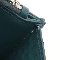 Saint Laurent Paris Green Croc Embossed Leather Sunset Crossbody Bag