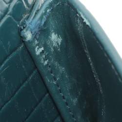 Saint Laurent Paris Green Croc Embossed Leather Sunset Crossbody Bag
