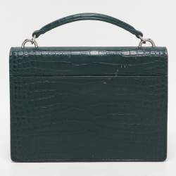 Saint Laurent Paris Green Croc Embossed Leather Sunset Crossbody Bag