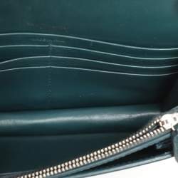 Saint Laurent Paris Green Croc Embossed Leather Sunset Crossbody Bag