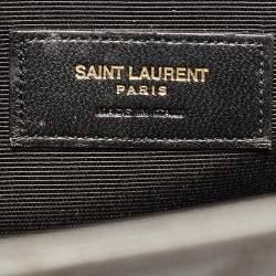 Saint Laurent Grey Chevron Leather Large Monogram Envelope Shoulder Bag