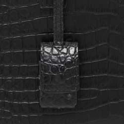 Saint Laurent Black Croc Embossed Leather Nano Classic Sac De Jour Tote