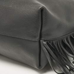 Saint Laurent Black Leather Fringe Large Shopper Tote