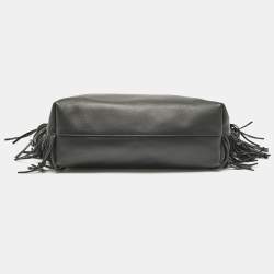 Saint Laurent Black Leather Fringe Large Shopper Tote