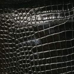 Pre Owned Saint Laurent Black Croc Embossed Leather Uptown Clutch
