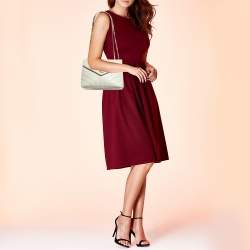 Pre Owned Saint Laurent White Matelassé Leather Small Loulou Shoulder Bag