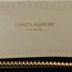Pre Owned Saint Laurent White Matelassé Leather Small Loulou Shoulder Bag