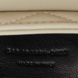 Pre Owned Saint Laurent White Matelassé Leather Small Loulou Shoulder Bag