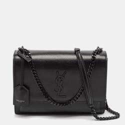 Saint Laurent Black Leather Medium Sunset Chain Shoulder Bag
