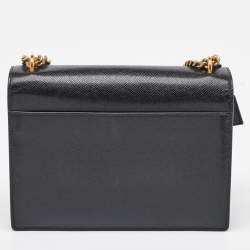 مملوكة مسبقًا Saint Laurent Black Leather Medium Sunset Flap Shoulder Bag