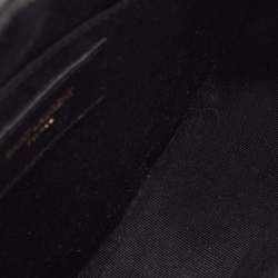 Pre Owned Saint Laurent Black Quilted Leather Monogram Round Chain Bag