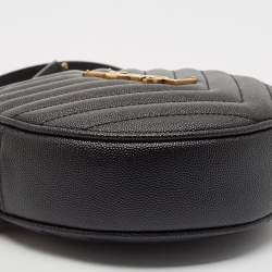 Pre Owned Saint Laurent Black Quilted Leather Monogram Round Chain Bag