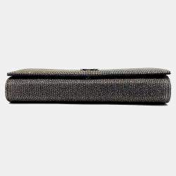 Saint Laurent Paris Silver Fabric Saint Laurent Paris Silver Monogram Chain Crossbody Bag