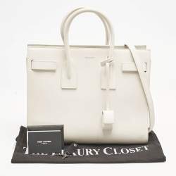 Saint Laurent Off White Leather Small Classic Sac De Jour Tote