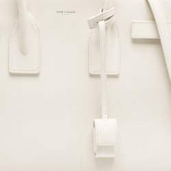 Saint Laurent Off White Leather Small Classic Sac De Jour Tote