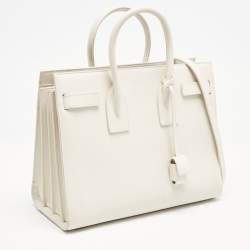 Saint Laurent Off White Leather Small Classic Sac De Jour Tote