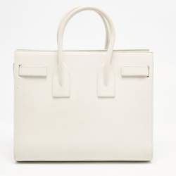 Saint Laurent Off White Leather Small Classic Sac De Jour Tote