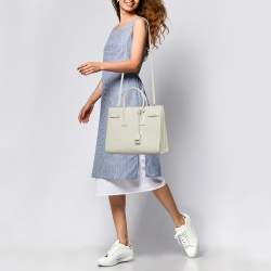 Saint Laurent Off White Leather Small Classic Sac De Jour Tote